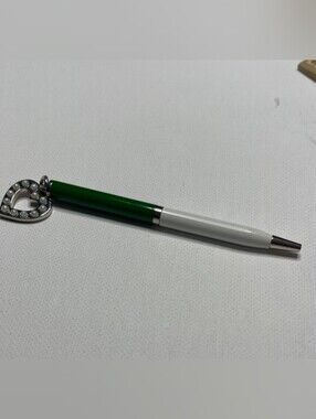 Coach Two-tone Green/White Heart Charm & Pen